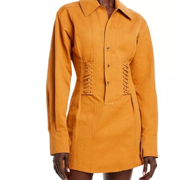 A.L.C. Paisley Lace Up Trim Shirt Dress - Picture 13 of 16